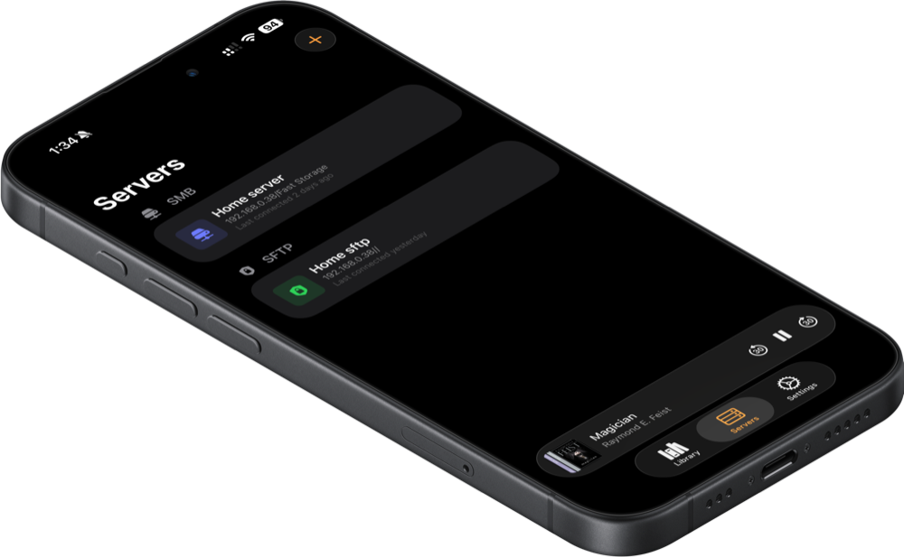 Audiory servers view showing SMB and SFTP connections